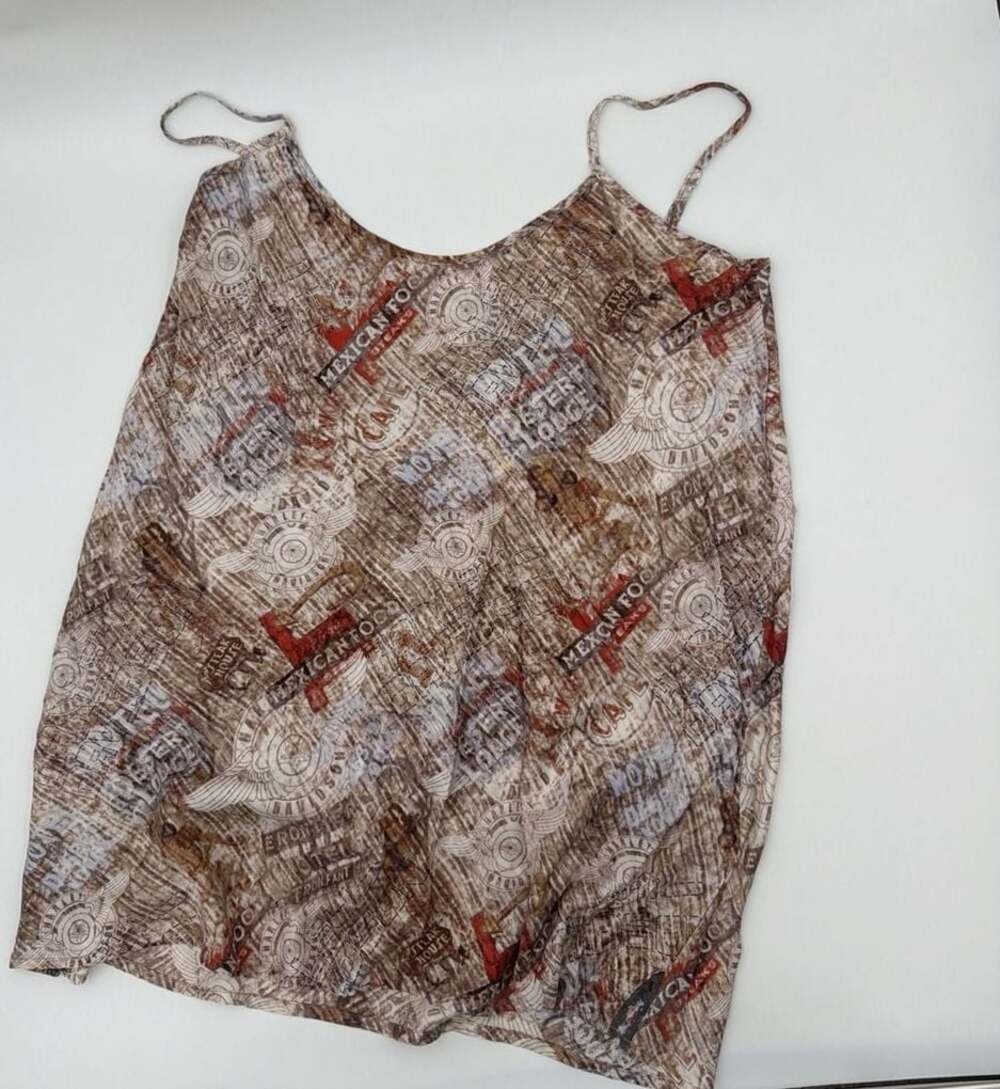 Harley-Davidson Vintage 100% Silk Graphic Print Camisole Tank Top Size M - Picture 2 of 8